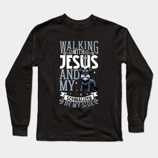 Jesus and dog - Standard Schnauzer Long Sleeve T-Shirt